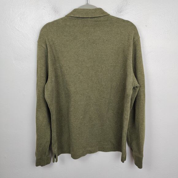 Vintage Polo Ralph Lauren 1/2 Zip Sweater Mens Medium Cotton Olive Green Preppy‎ - Picture 4 of 5